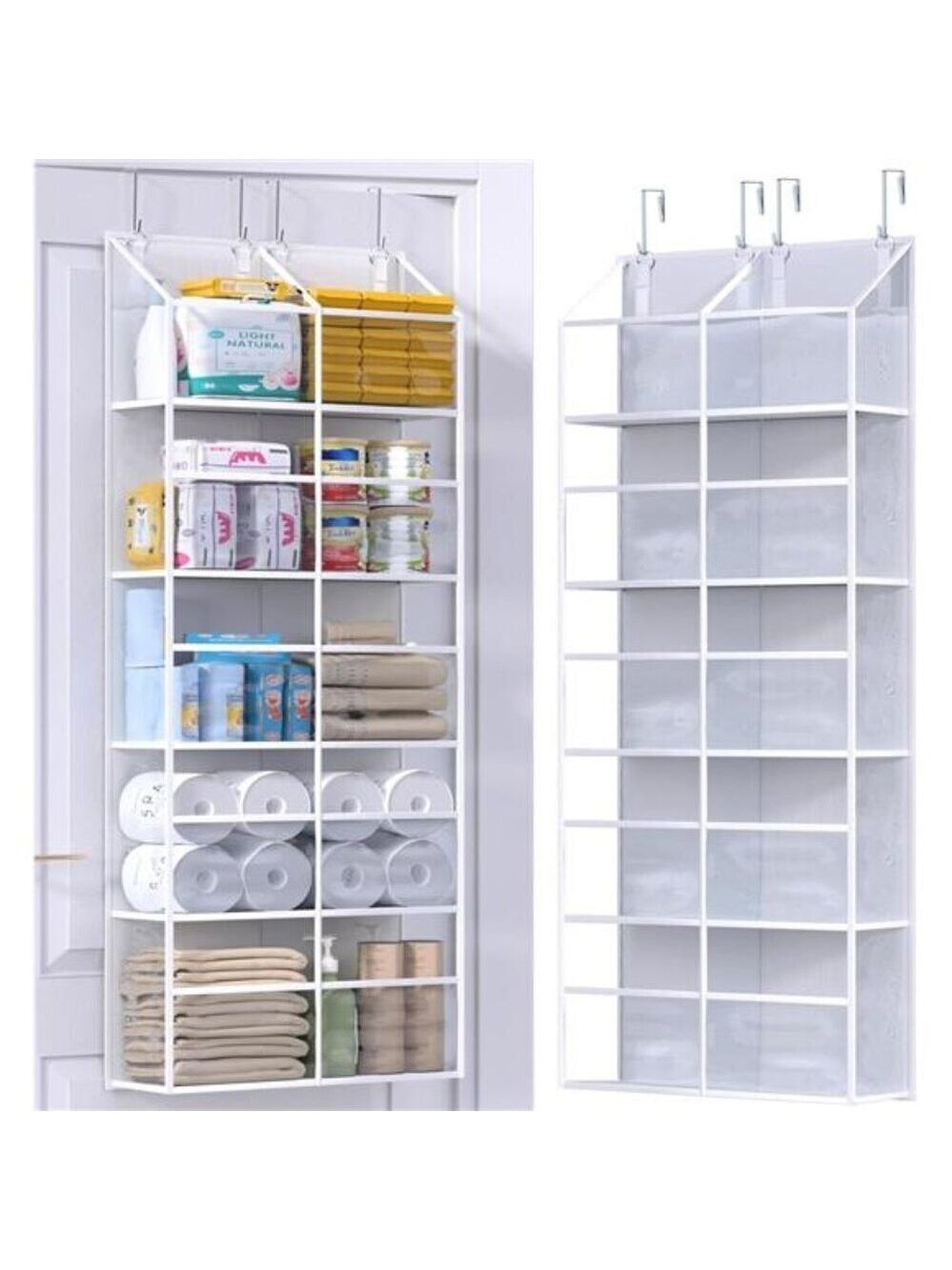 Clear Over The Door Organizer 5 Shelf Hanging Storage for Closet Pantry Room